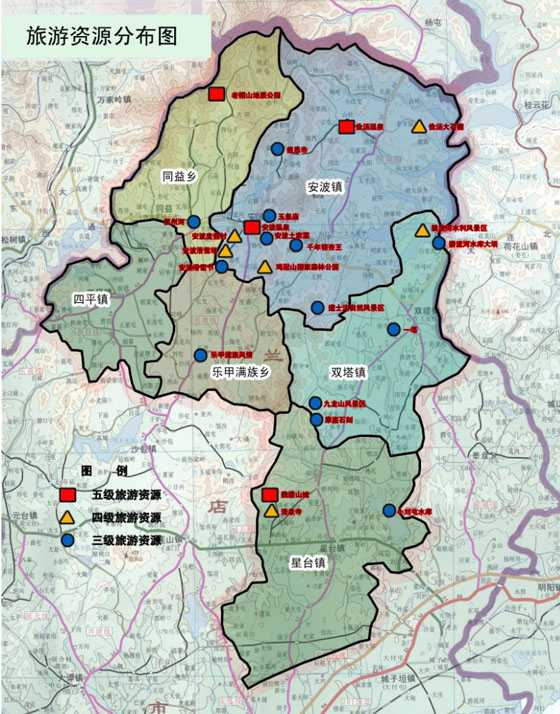安波温泉旅游经济区旅游资源分布图