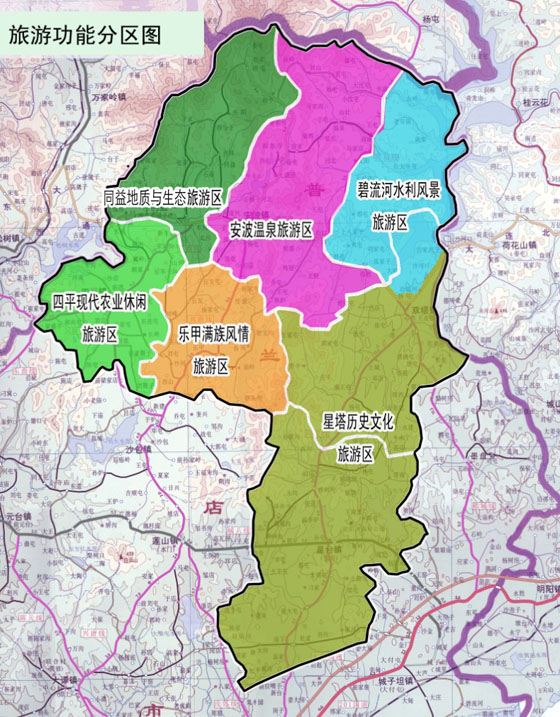 安波温泉旅游经济区旅游功能分区图